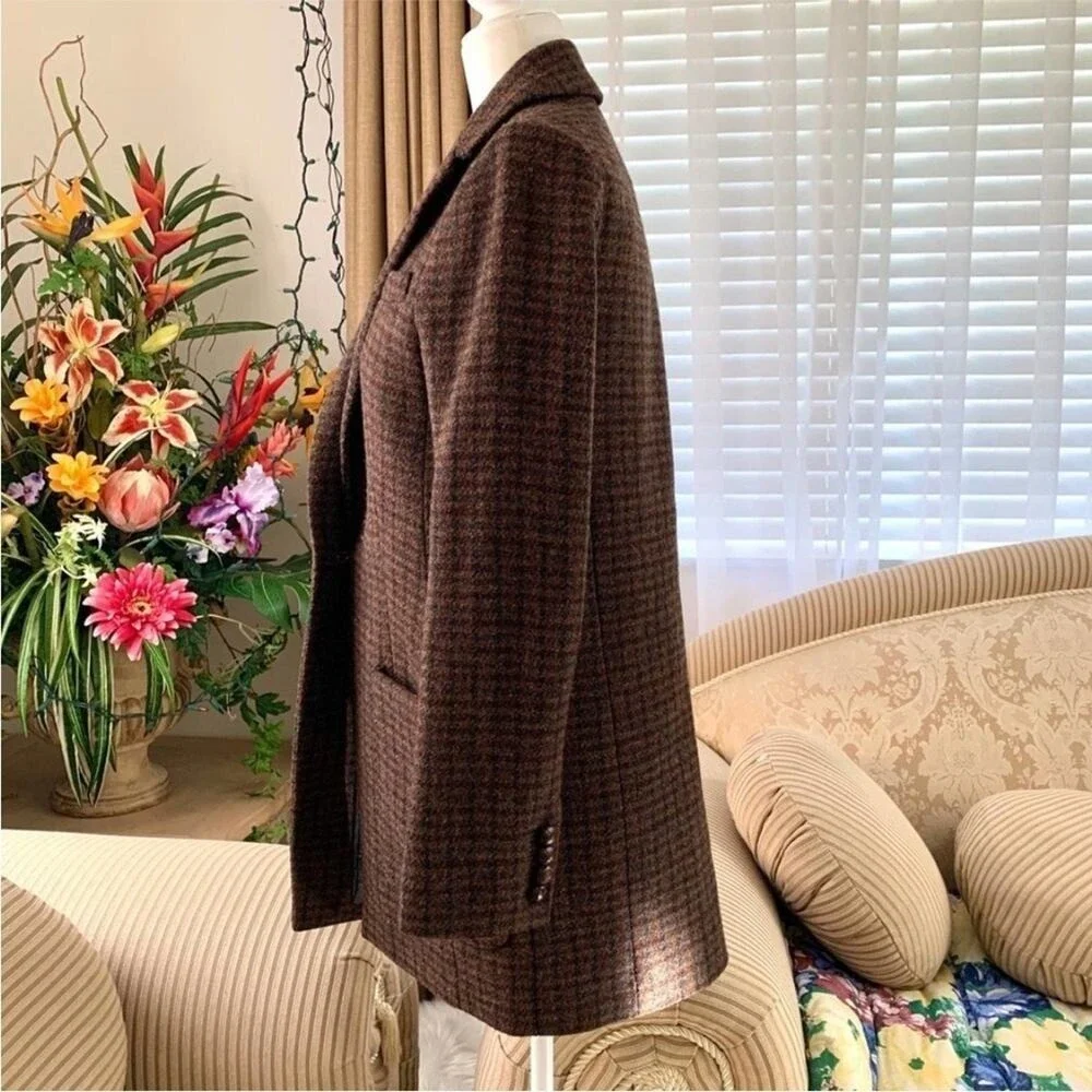 J.CREW COLLECTION Wool Coat Brown Blazer Plaid 8